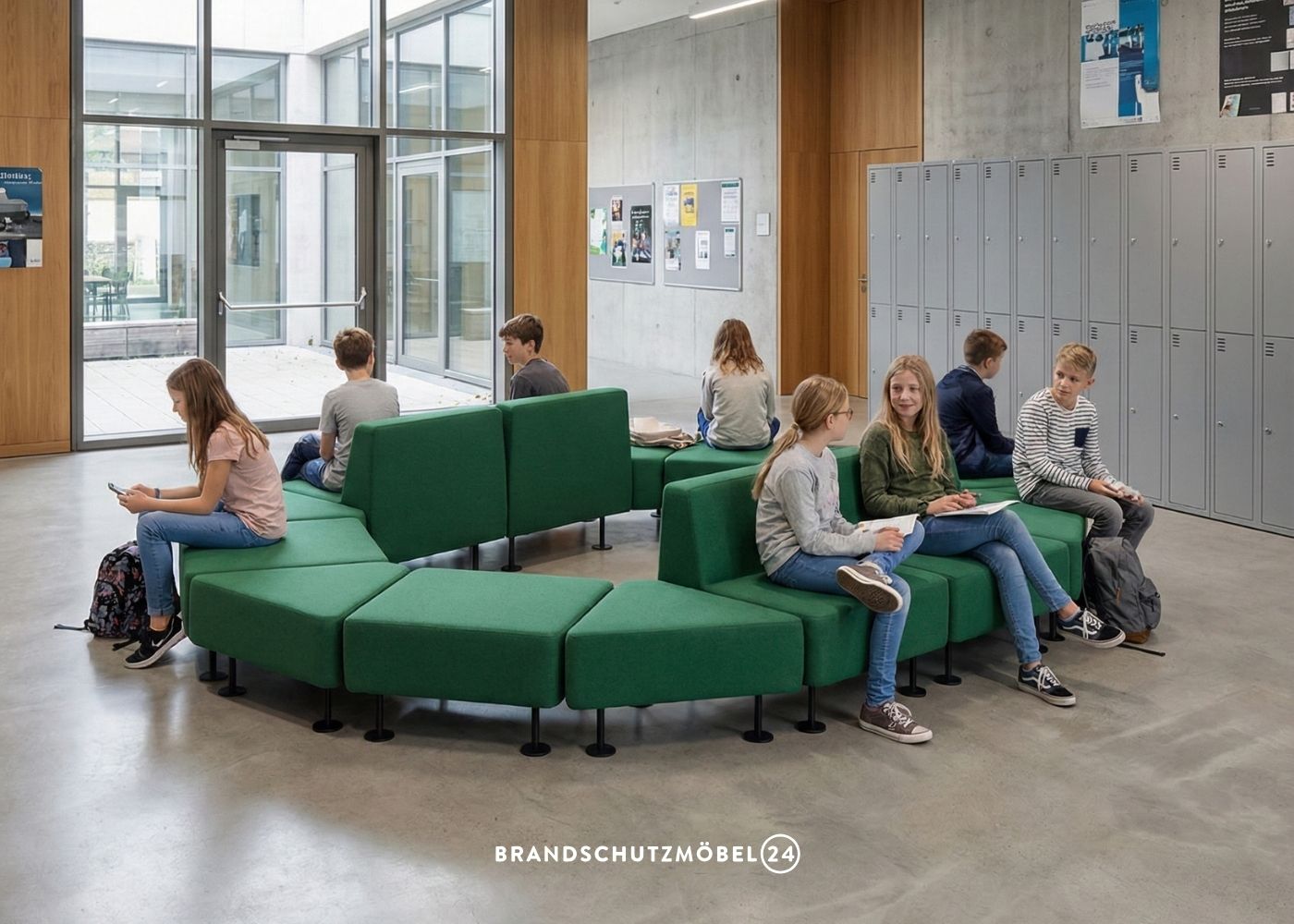 Serie Narva: schwer entflambares modulares Sofa im Flurbereich (Fluchtweg)