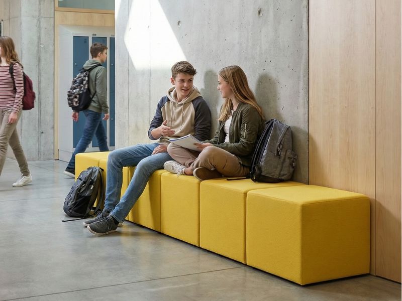 schwer entflammbare Sitzbänke für Schulflure