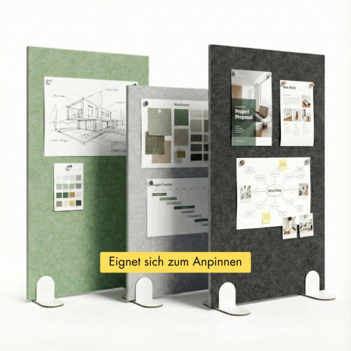 Preview: Präsentationswände Akustik Schallschutz schwer entflammbar B1 - Pinnwand
