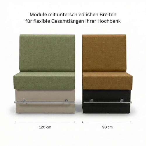 Preview: Die schwer entflammbare Hochbank gibt es in verschiedenen Modul-Breiten