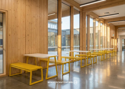 Preview: Brandschutz A1 Wangenbank und Wangentisch für Flure in Schulen und Universitäten