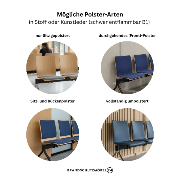 Traversenbank / Wartezimmer-Bank (schwer entflammbar B1) - verschiedene Ausführungen