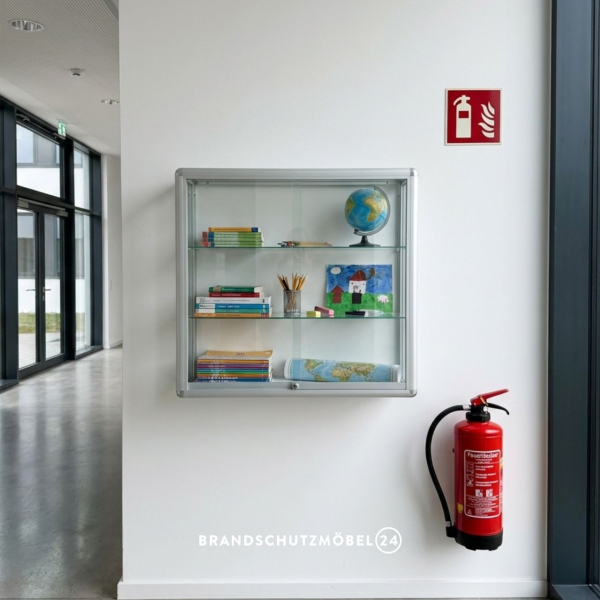 schwer entflammbare B1 Wandvitrine für Fluchtwege